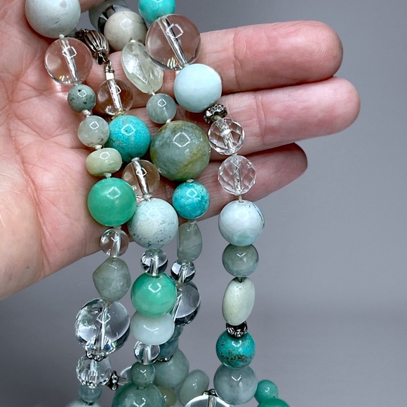 🌺Vintage Sterling, Turquoise, Amazonite, Chrysoprase + Necklace - Picture 11 of 15